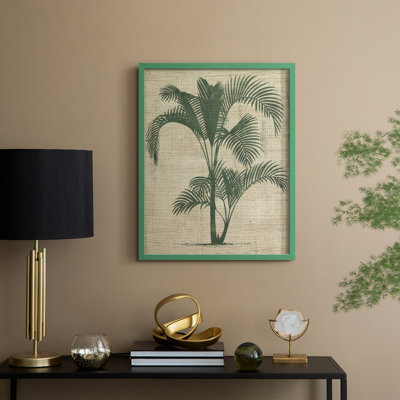 Impression encadrée de toile de jute palmier II - bois massif