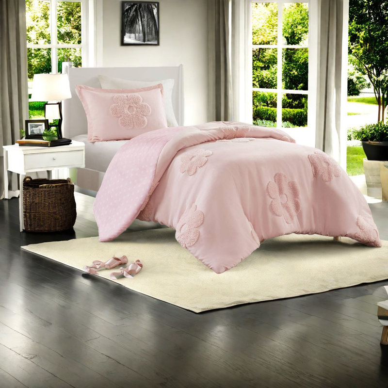 Ensemble de literie en chenille de qualité supérieure, motif floral simple, parfait pour les maisons modernes