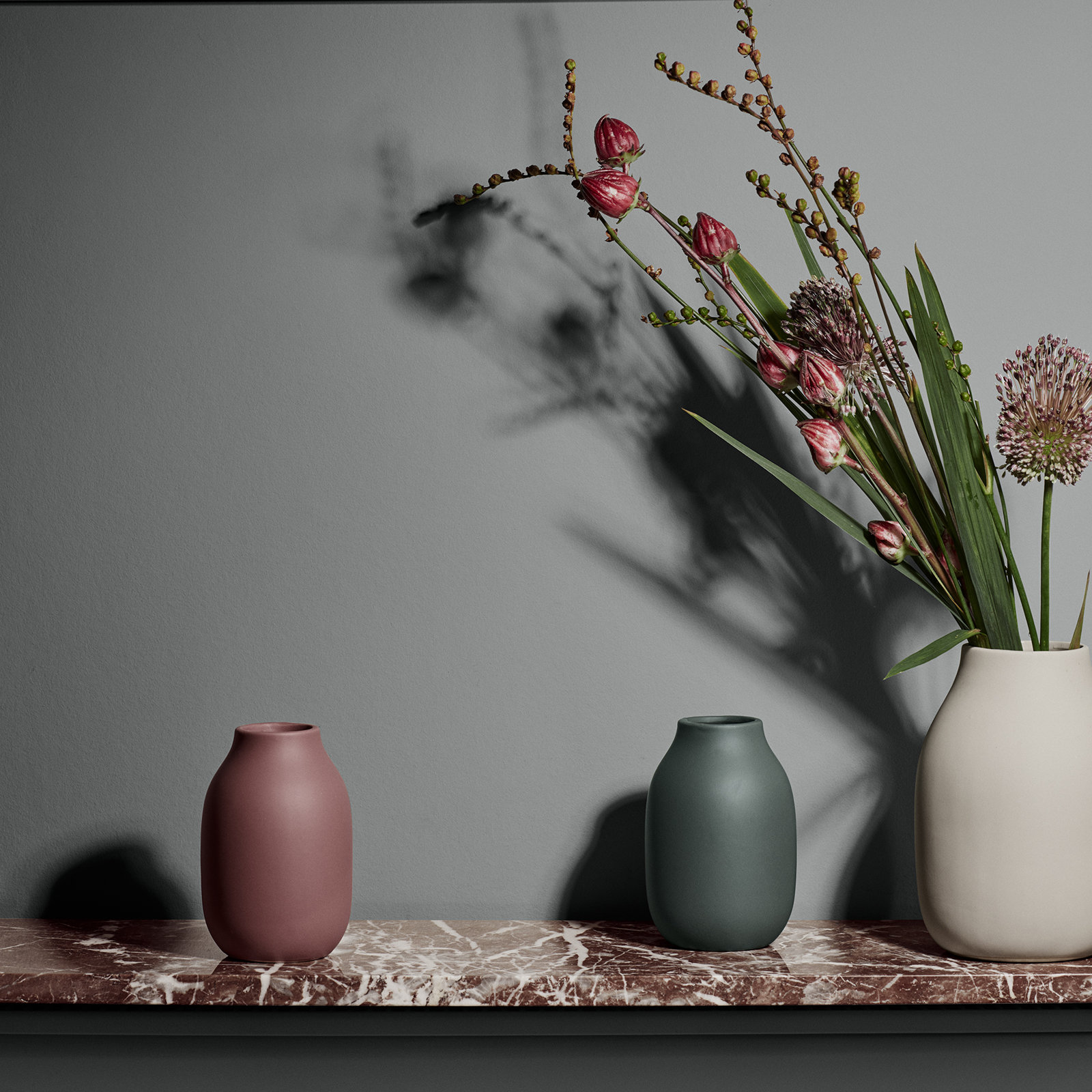 COLORA Porcelain Table Vase, Agave Green, Overall Height - 7.87"