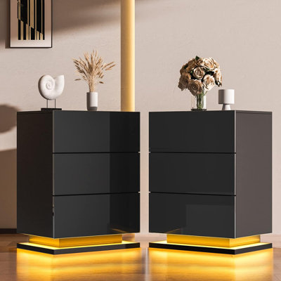 Nightstand with LED Light and 3 Drawers Nights Stand End & Side Table Dresser for Bedroom -  YILQQPER, WMOX5WYGEJbH7LG3R84332Q055W_B0N23MV0Q1C6