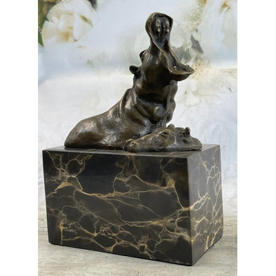 Sculpture miniature contenta hippopotame