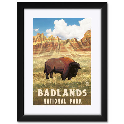 Badlands National Park Bison Professionally Framed & Matted Art Print - by Paul A. Lanquist