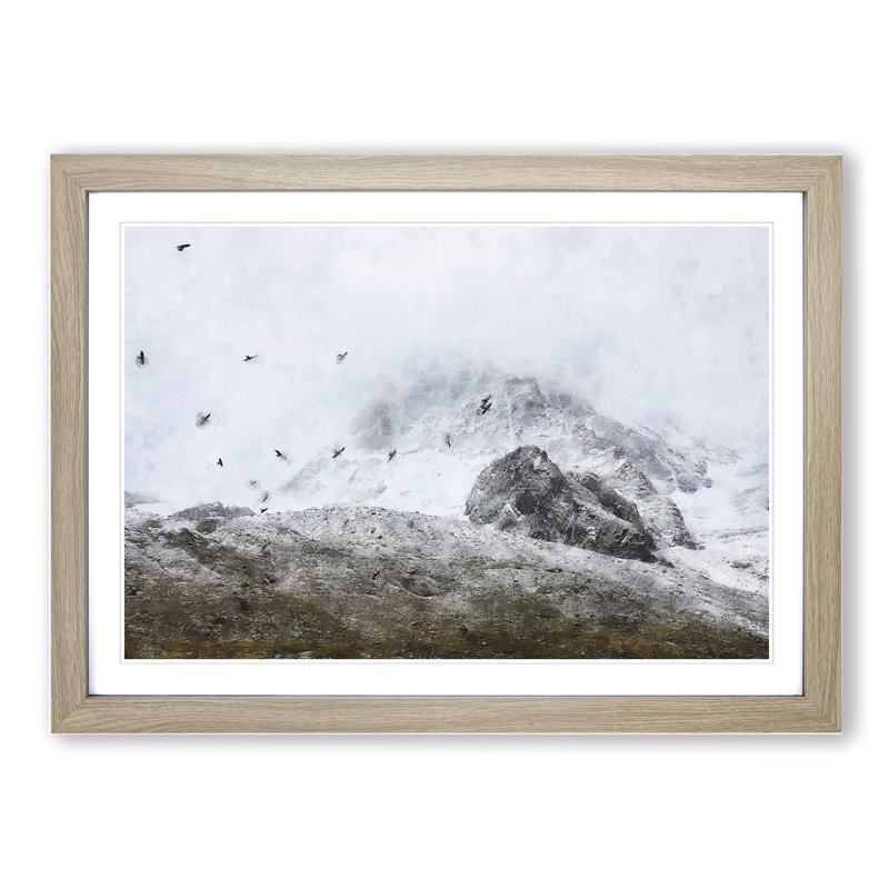 A Flock of Birds - Picture Frame Graphic Art, 36cm H x 48cm W x 2cm D, Oak Framed