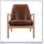 Chaise d'appoint en cuir PU U-Can, fauteuil de style Mid-Century moderne avec structure en bois massif, chaise de lecture avec dossier haut