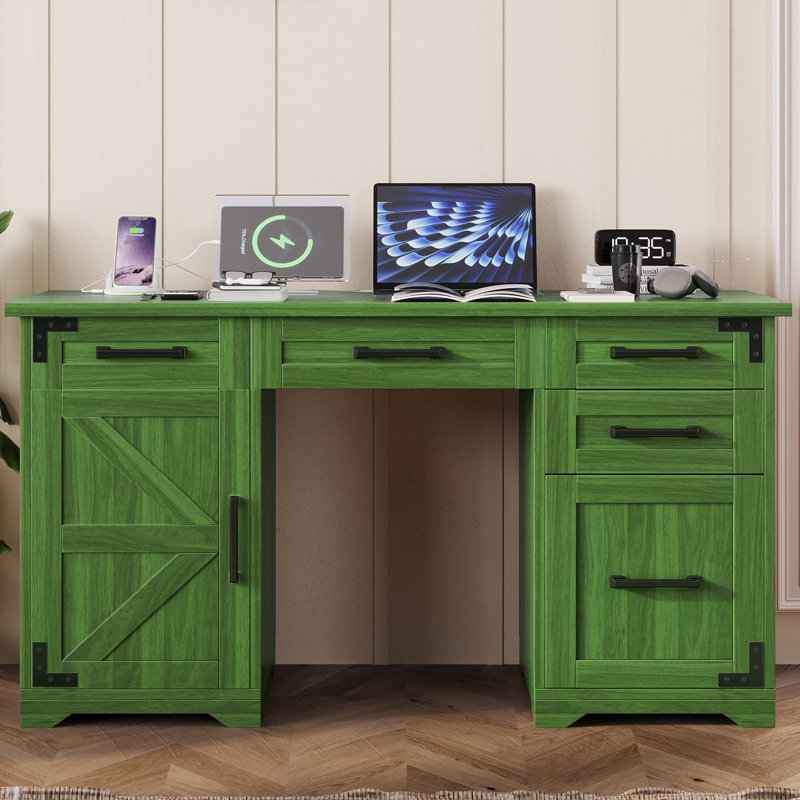 55" Farmhouse Executive Desk, Green