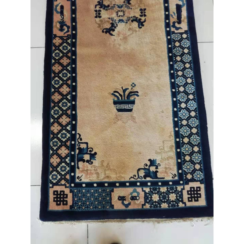 Tapis de couloir rectangulaire en laine chinois - ivoire Pékin