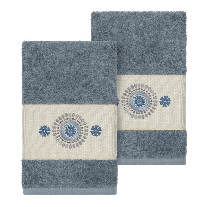 Ensemble de 2 serviettes en coton Isabelle, Bleu sarcelle