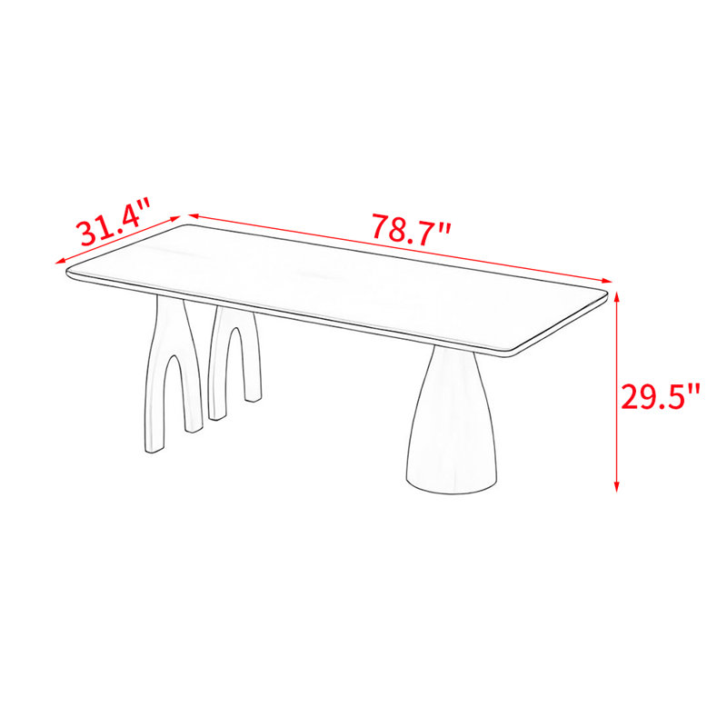 Table de salle à manger japonaise en bois massif, H 29,5 po x L 78,7 po x l 31,4 po