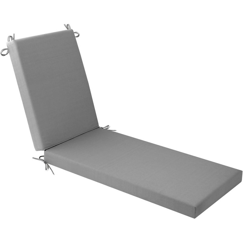 80" Outdoor Chaise Lounge Cushion Olefin Fabric Waterproof Fade-Resistant, Grey