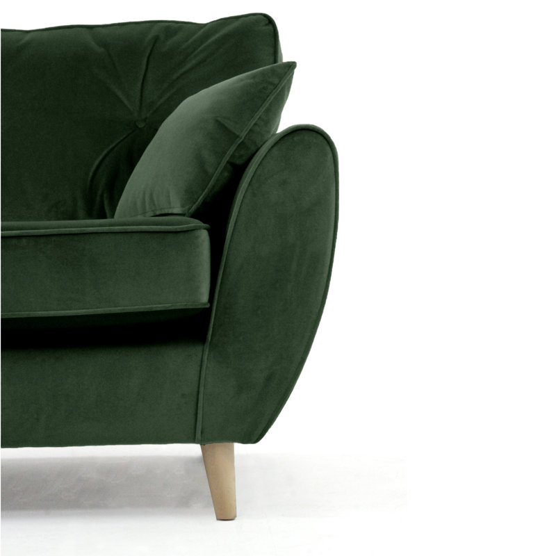 Rafe Scandi Style Velvet Loveseat, Emerald Green Velvet