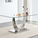 Plouffe Glass Top Metal Base Dining Table