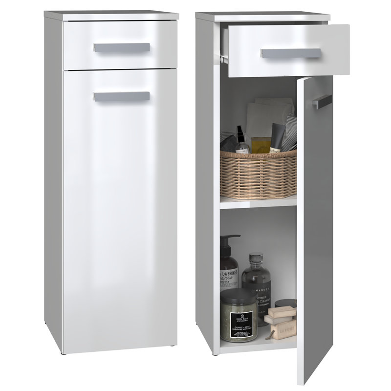 Shadara Laminate Bathroom Cabinet, White Gloss
