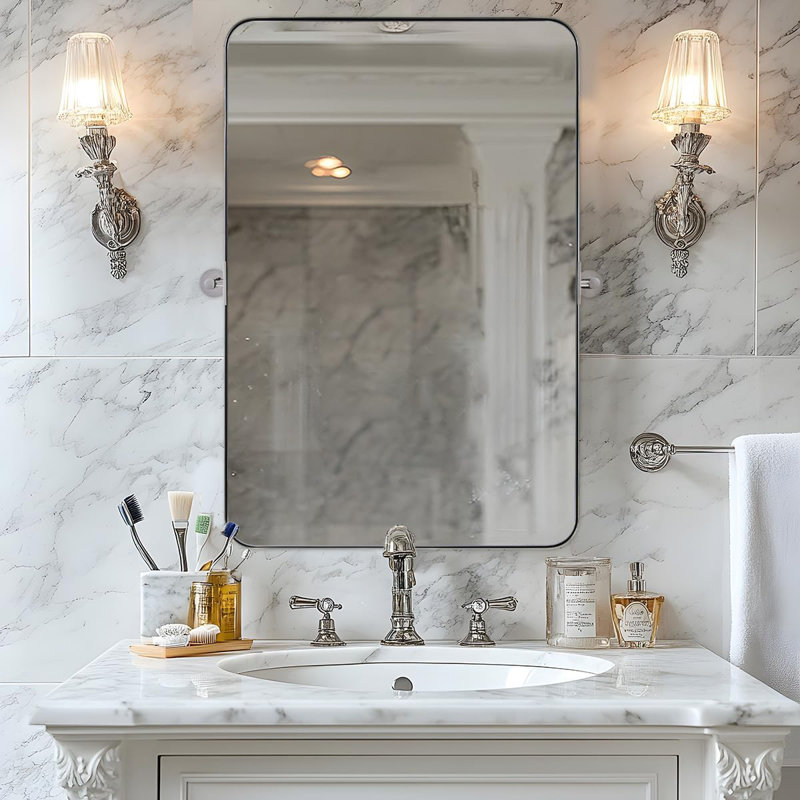 Contemporary Pivot Bathroom Vanity Mirror with Adjustable Tilt | Stainless Steel Frame, Polished Chrome, 30" x 20"