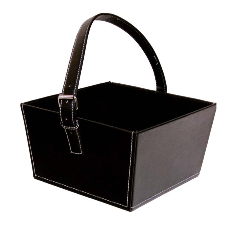 Faux panier en cuir Baderbräu, Noir, H 5 po x l 8 po x P 8 po