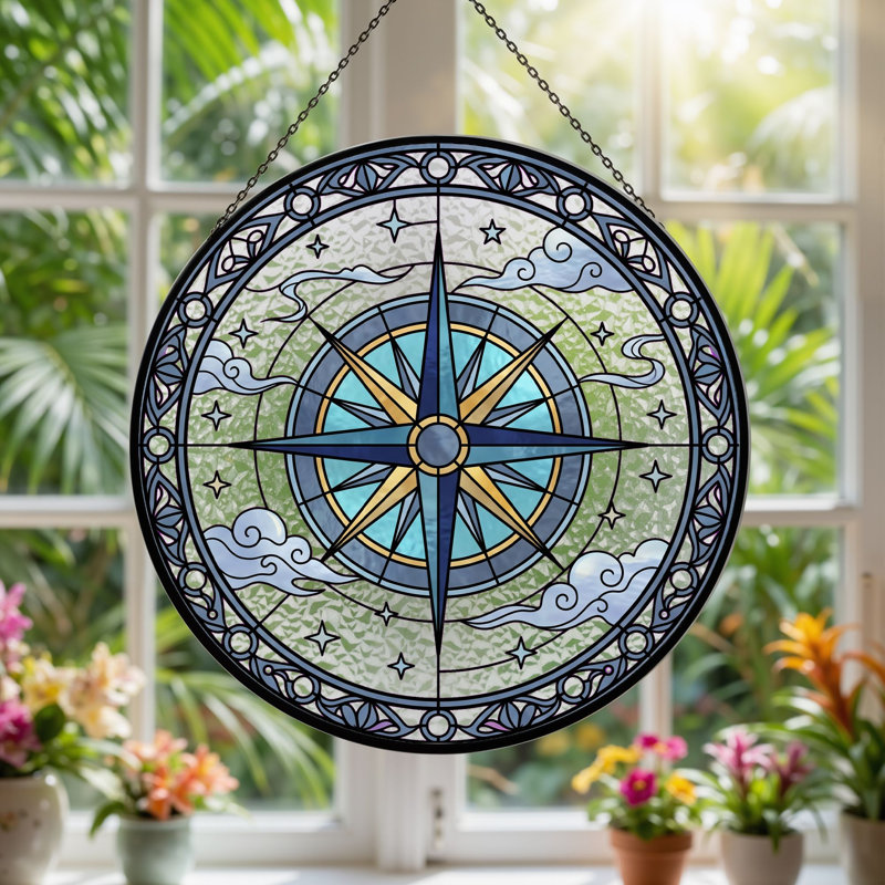 Panneau de vitrail Compass H 12 po, H 12 po