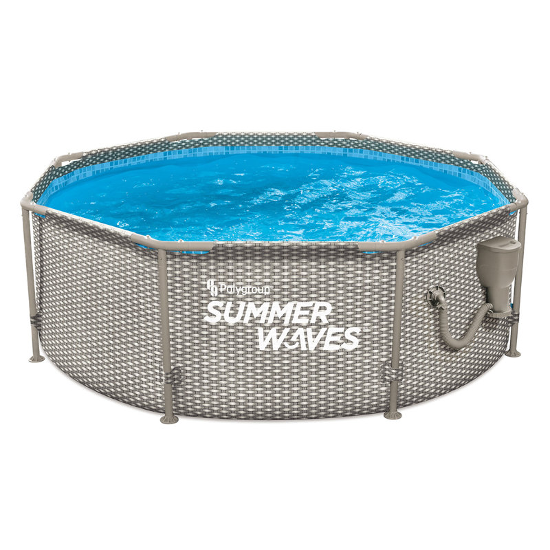 Steel Round Frame Set Pool 30'' H x W x L , with Pump Included, 8' W x 20" H, Gray
