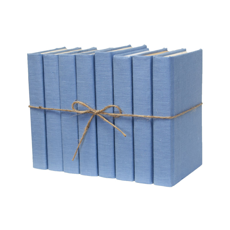Livres décoratifs - Ensemble de livres en lin Sky Sky - 1 pied de livres bleus, Bleu clair