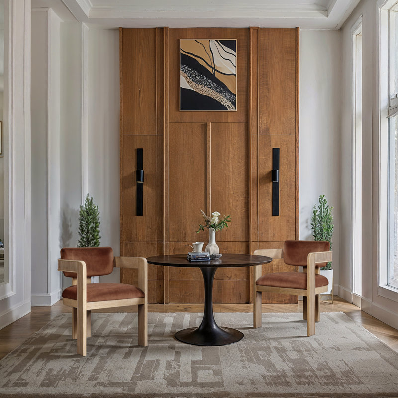 Sacha Frink Upholstered Dining Arm Chair, Cognac Velvet, Natural
