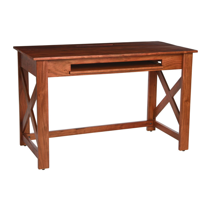 Bureau en bois massif avec plateau pour clavier et gestion des câbles cachés Rainier, Noyer