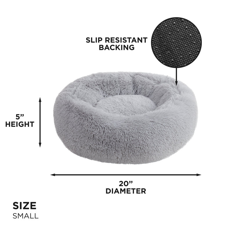 Juicy Couture Fur Donut Pet Bed, Gray, Small (11 -25 lbs)
