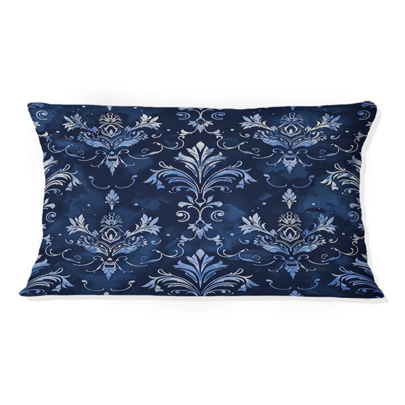 Coussin lombaire bleu marine Glamour Damask I