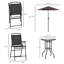 Ensemble de mobilier de patio extérieur 4 pièces Outsunny, 2 chaises pliantes, parasol à angle réglable, table de salle à manger en verre trempé texturé Wave, noir