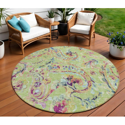 Tapis rond tissé à la machine HomeRoots