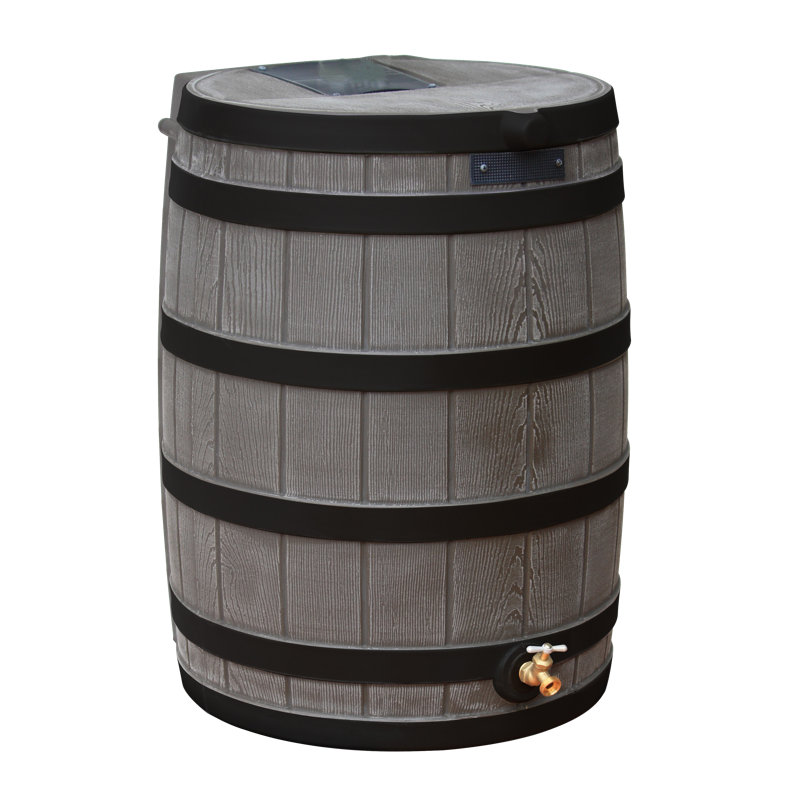 Good Ideas Rain Wizard Whiskey Style Rain Barrel with Overflow and Spigot, Oak, 30" H x 23" W x 22" D
