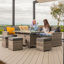Berrywood 9 - Person Patio Dining Set Rectangular Table with Cushions Included