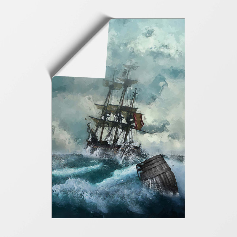 Pirate Ship upon a Stormy Sea - Frameless Print, 59.4 cm H x 42 cm W