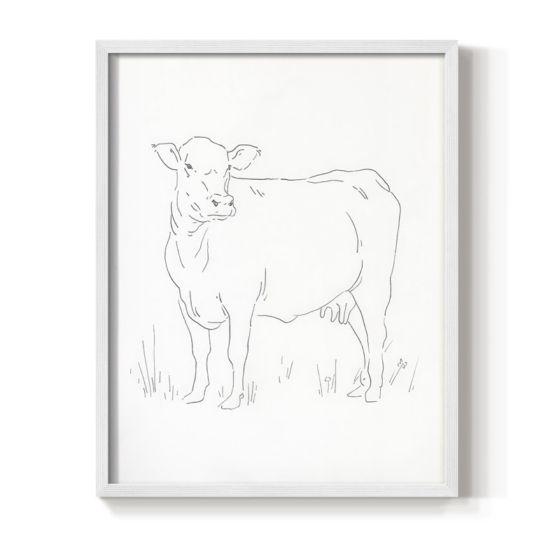 «Limousin bovins II», reproduction encadrée - bois massif, Blanc, H 20 po x l 16 po
