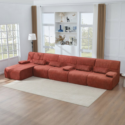 Oversized Sectional Sofa 161.8" Boneless Sofa L-shaped Sofa Couch Cozy Sofa for Living Room, Red