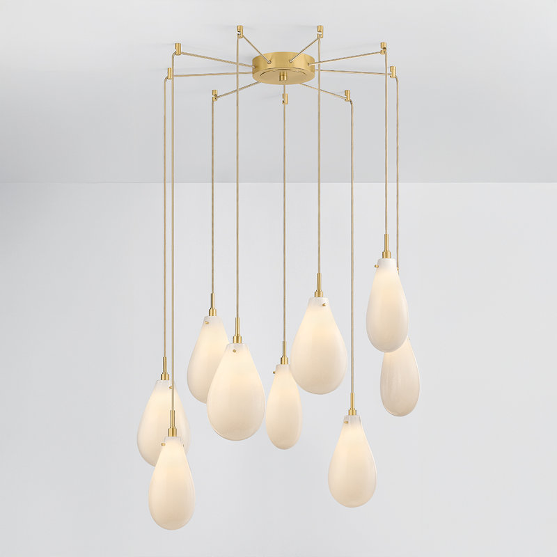 Ironwood Chandelier in Aged Brass, 9 Lights, 38.25" H x 30" W x 30" D