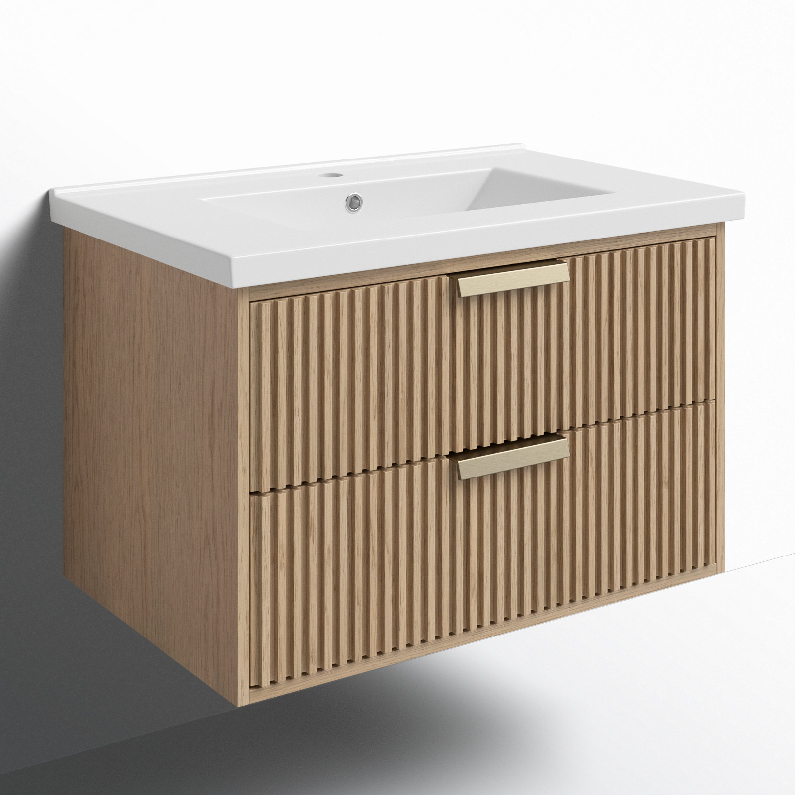 Anelie 30'' Single Bathroom Vanity, Oak, Gold