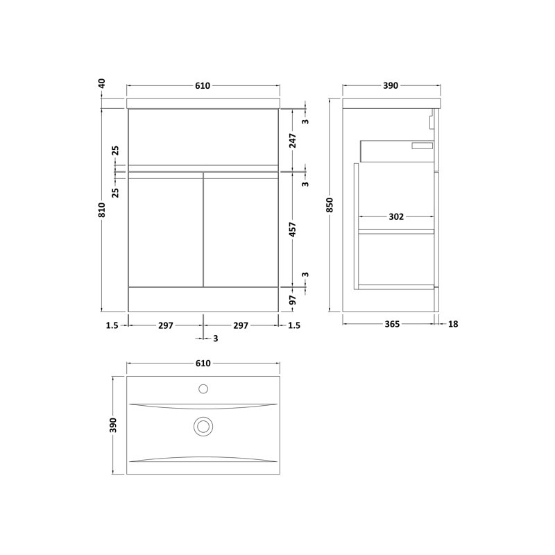 Urban 610mm Single Bathroom Vanity with Basin, Satin Green