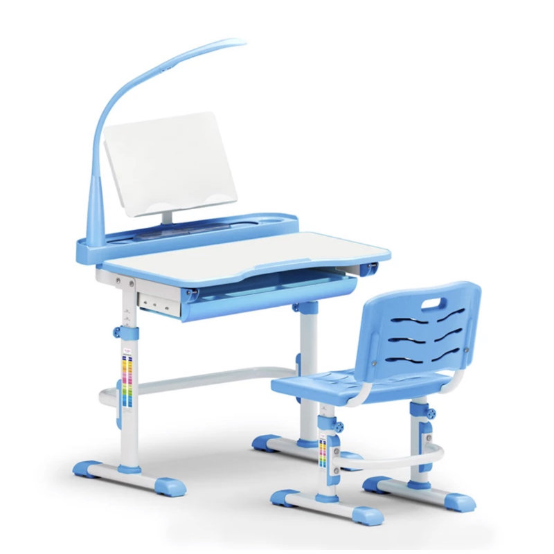 Bureau et chaise d'enfant multifonctionnels réglables, Bleu