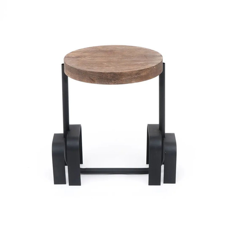 Table d'appoint | Table moderne en bois rustique et en fer | 20 x 16 x 20 po