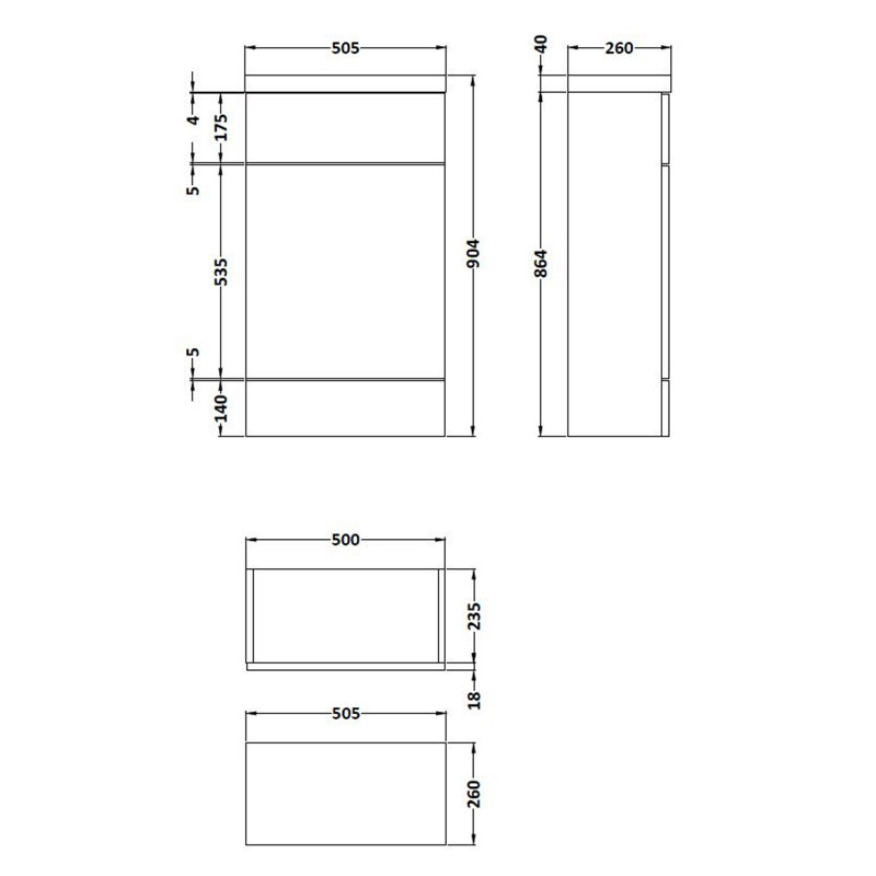 Maddalena Under Sink Cabinet, 50.5Cm W x 90.4Cm H x 26Cm, Grey Avola