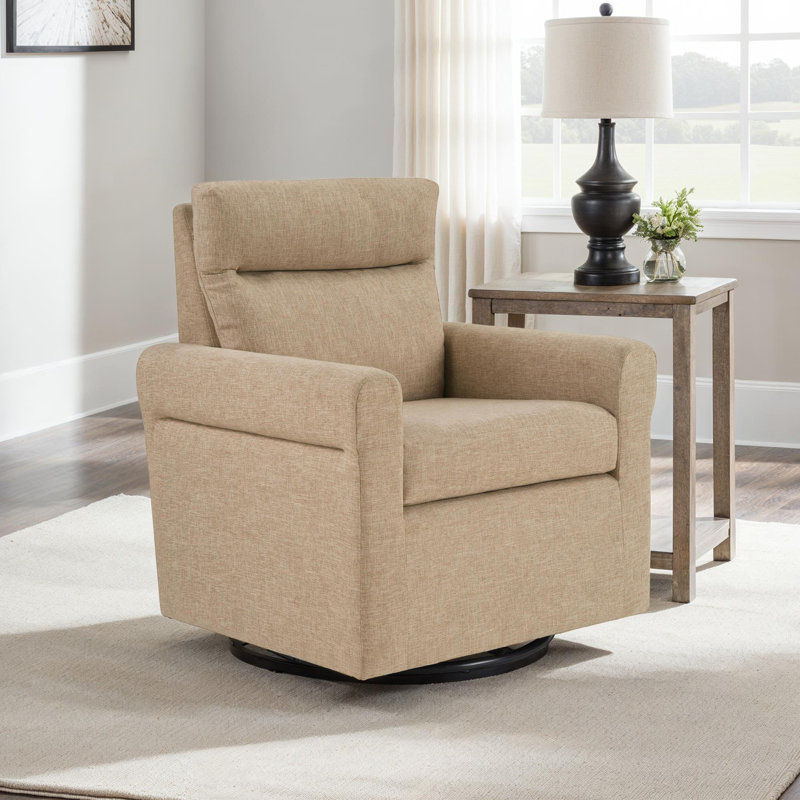 Liv Upholstered Swivel Accent Armchair, Tan 
