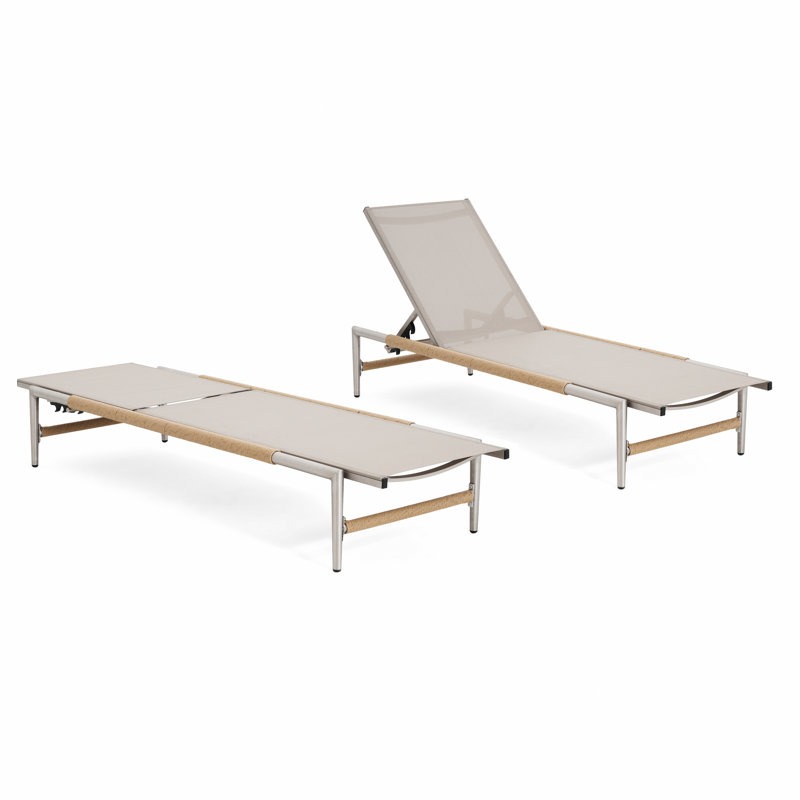 Outdoor Patio Aluminum Chaise Lounge, Set Of 2, 2
