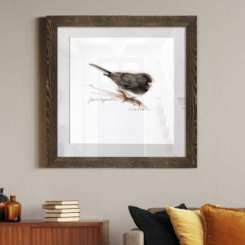 Mixed signaux IV-reproduction d’art sur papier encadrée, Cadre noyer, H 27,5 po x l 27,5 po x P 1,5 po