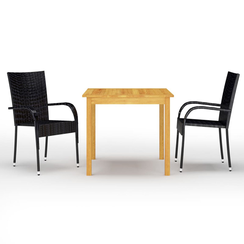 Ensemble bistro carré pour 2 personnes, Noir