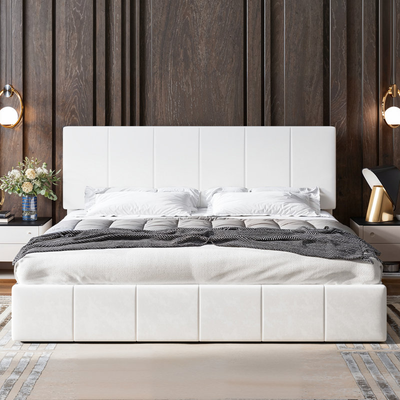Latitude Run® Hydraulic Lift Up Storage Velvet Upholstered Platform Bed ...