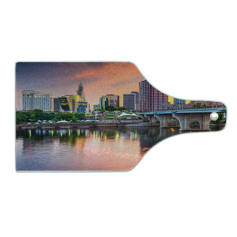 Multicolore planche à découper en verre trempé Ambesonne États-Unis Hartford