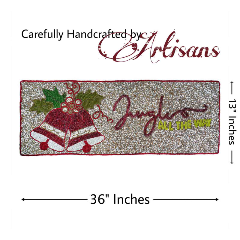 Glass Beads Embroidered Rectangle Tablerunner