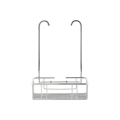 Hanging Shower Caddy Basket No Drilling Bathroom Shelf Over Shower Tap with Hooks, Chrome Silver 26 x 36 x 13 cm