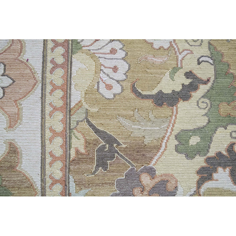 Tapis doré et ivoire de haute qualité noué à la main