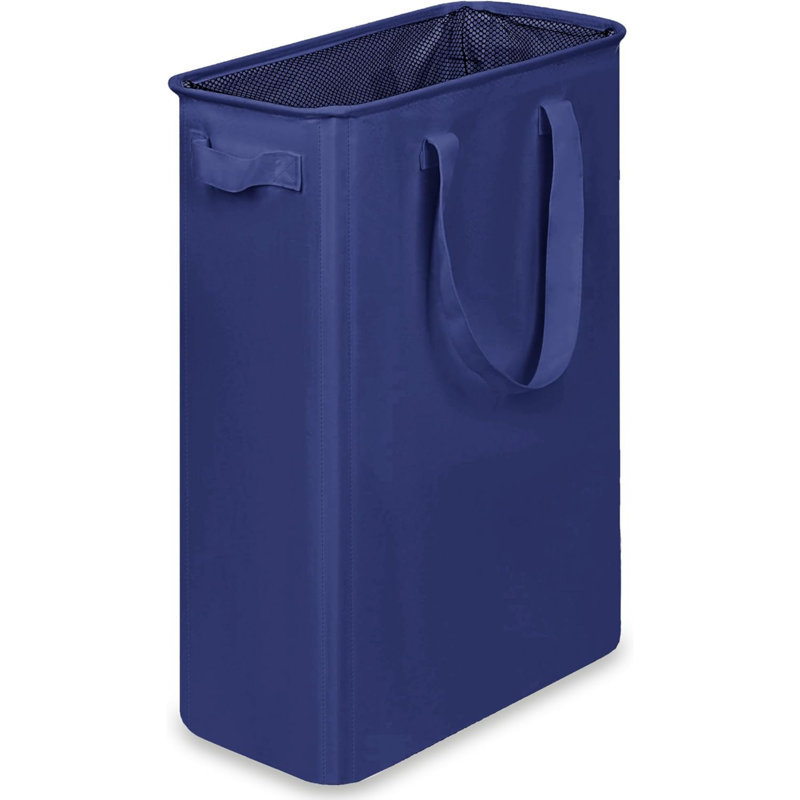 Slim Laundry Basket, Narrow Laundry Hamper With Handles, Collapsible Dirty Clothes Hamper, Tall Laundry Bin For Laundry Room, Dorm And Bedroom, 12.7 Gallons(48L) Blue