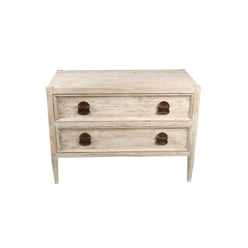 Table de chevet 2 tiroirs en bois récupéré Lewis
