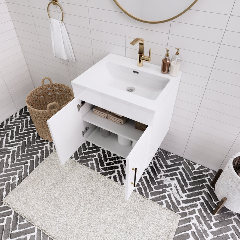 Ensemble de meuble-lavabo simple 24 po Tojuana, Blanc brillant